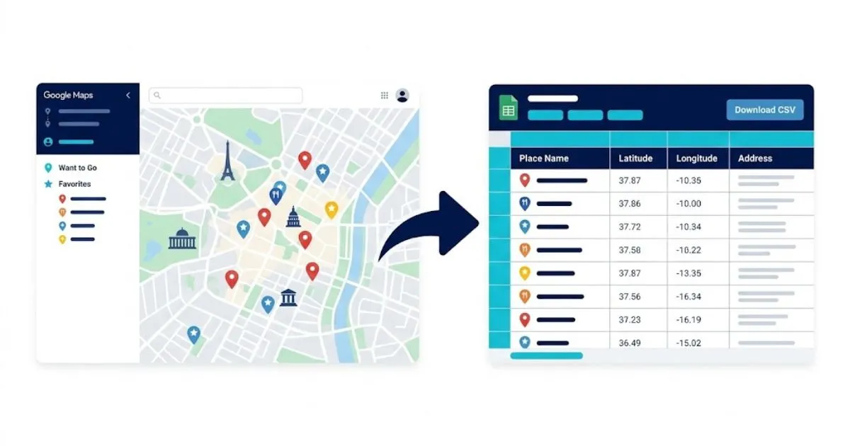 google maps saved places to csv